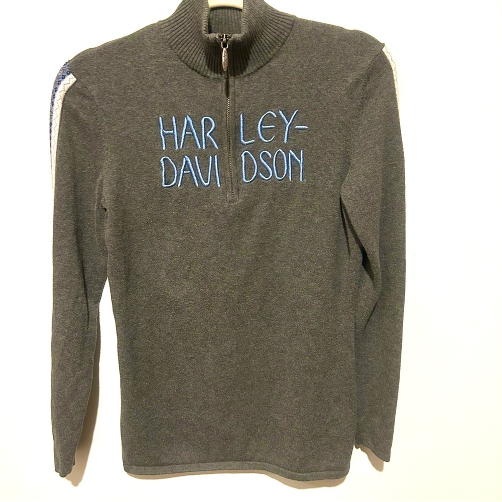 Harley Davidson Women’s Half Zip Sweater Gray Size Medium